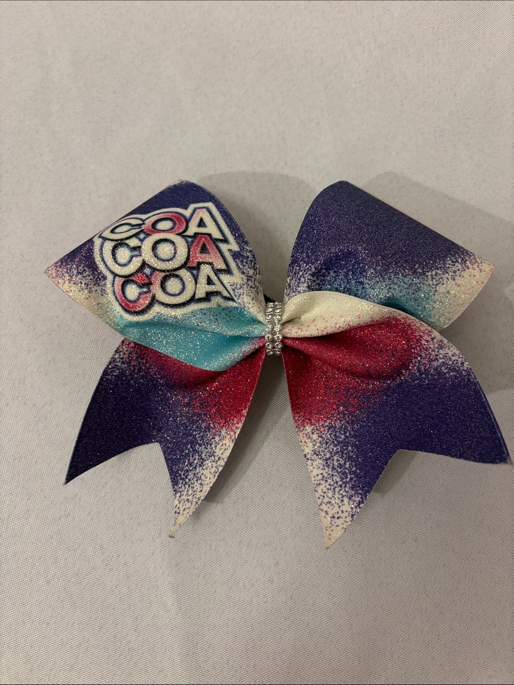 CO Glitter Multi-Color Cheer Bow with Rhinestone Center